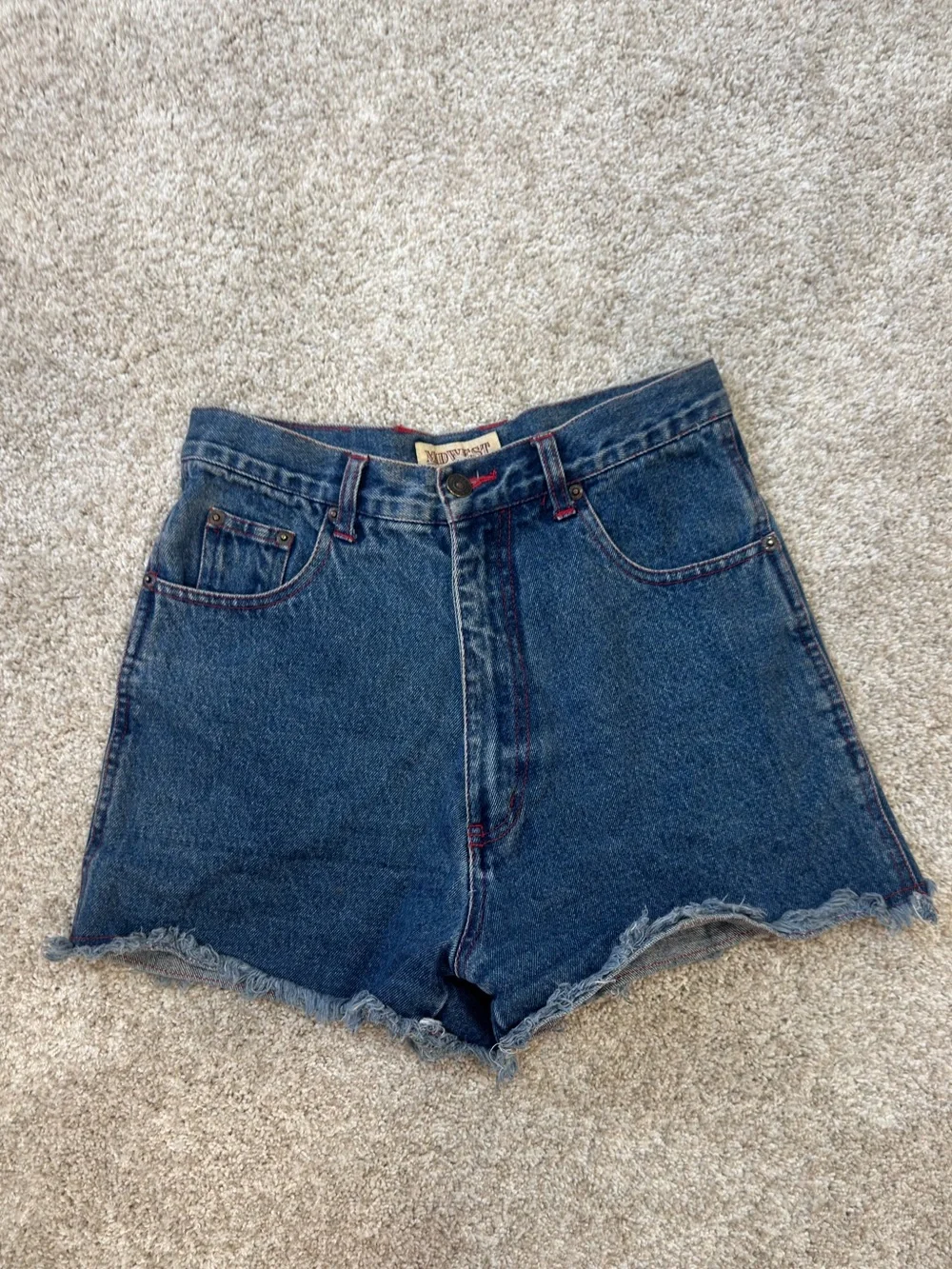 Vintage 90s Indigo High-Rise Denim Cutoff Shorts